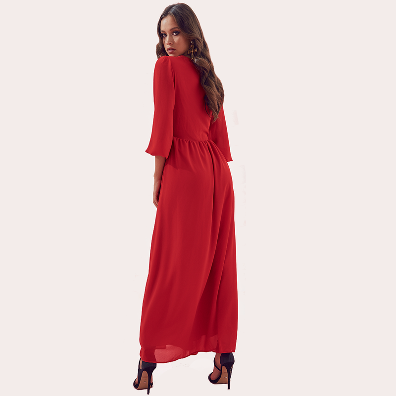 MANDY Red Maxi Wrap Dress – Matea Designs